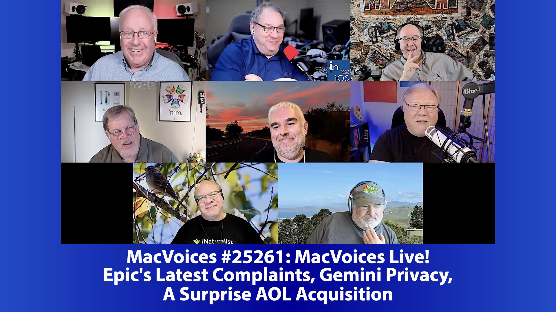MacVoices 25261 Chuck Joiner, David Ginsburg, Web Bixby, Marty Jencius, Brian Flanigan-Arthurs, Jeff Gamet, Eric Bolden, and Jim Rea