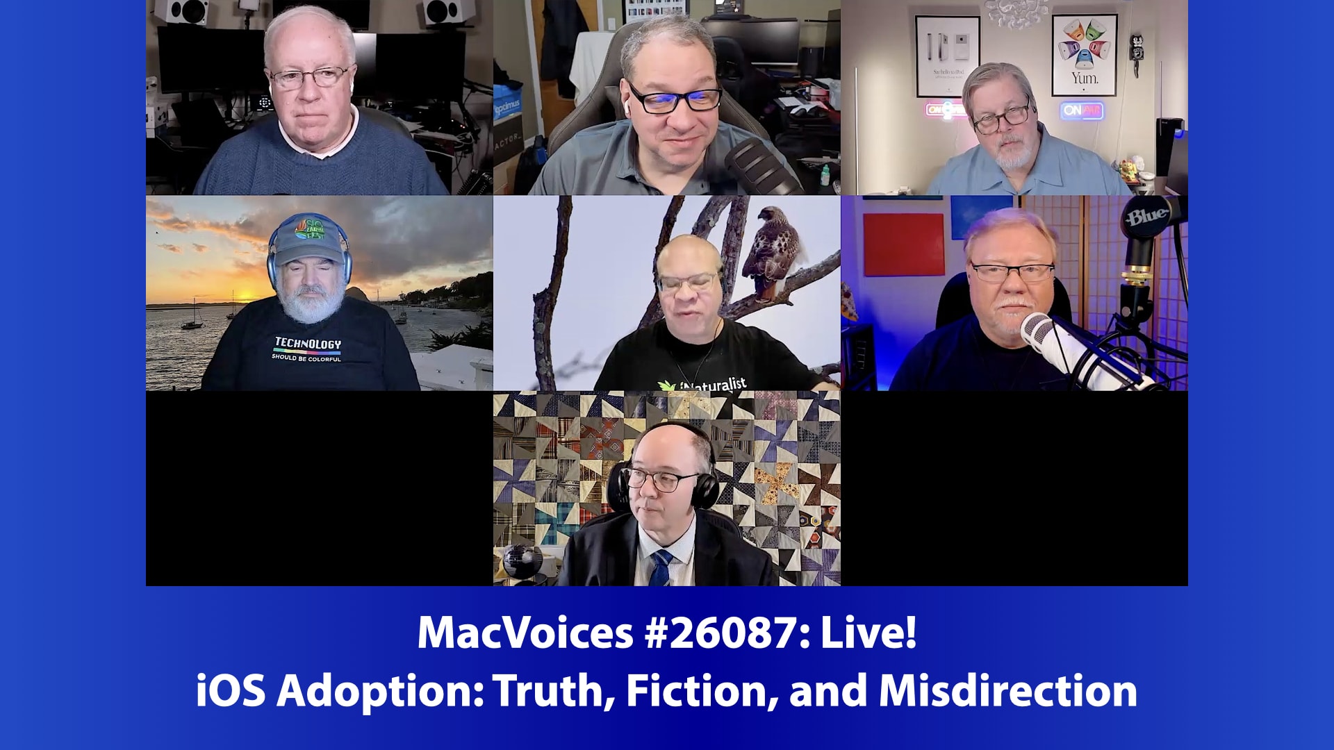 MacVoices 26087 Chuck Joiner, David Ginsburg, Marty Jencius, Web Bixby, Jim Rea, Eric Bolden, and Jeff Gamet